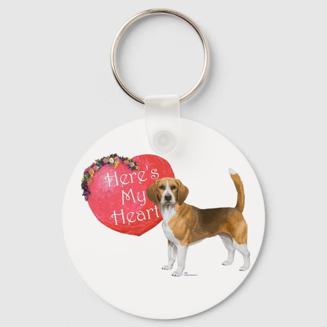 Beagle Alla Hjärtans Dag Nyckelring (Framsida)