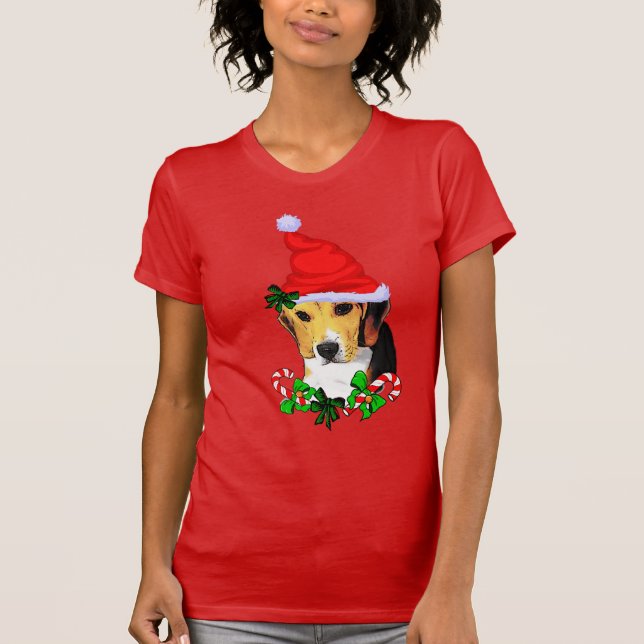 Beagle Älskare jul T Shirt (Framsida)