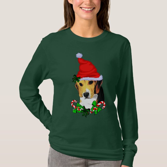 Beagle Älskare jul T Shirt (Framsida)