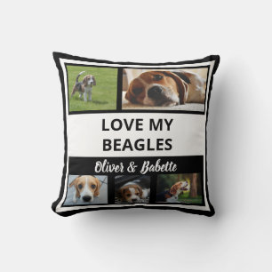 Beagle Älskare Puppy Hund Modern Black White Colla Kudde