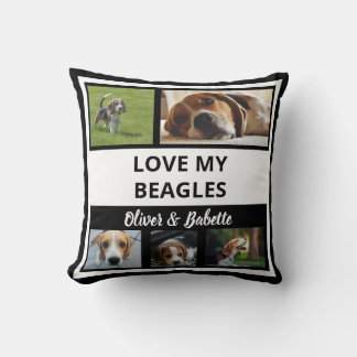 Beagle Älskare Puppy Hund Modern Black White Colla Kudde