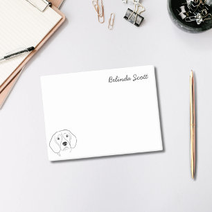 Beagle Älskare Simple Black & White Hund Personlig Post-it Block
