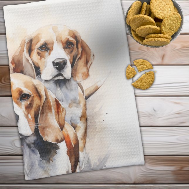 Beagle Älskare Watercolor Hund Art Kökshandduk (Beagle Lover's Watercolor Dog Art Kitchen Towel)