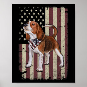 Beagle amerikansk flagga bandana patriotisk 4:e ju poster