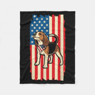 Beagle Amerikansk Flagga Patriotisk 4:e Juli Desig Fleecefilt