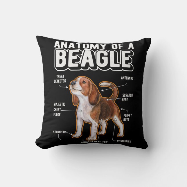 Beagle Anatomy Rolig hund Kudde (Framsida)
