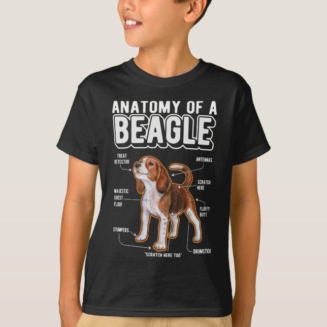 Beagle Anatomy Rolig hund T Shirt (Framsida)