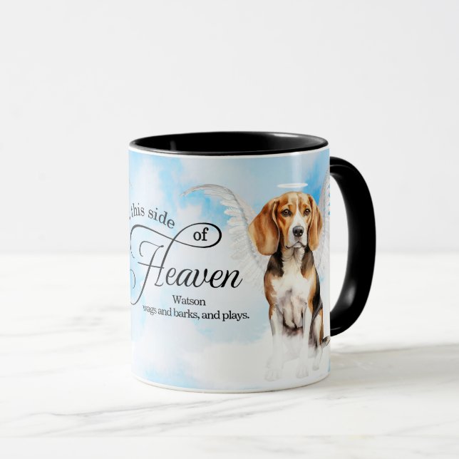 Beagle Angel Dog in Heaven Personalized Memorial Mugg (Framsida höger)