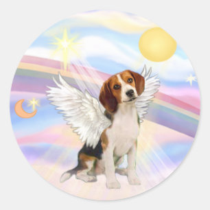 Beagle Angel Runt Klistermärke