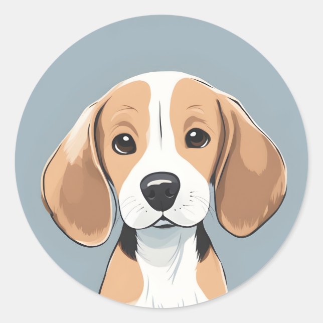 Beagle Ansikte Sticker Runt Klistermärke (Framsida)