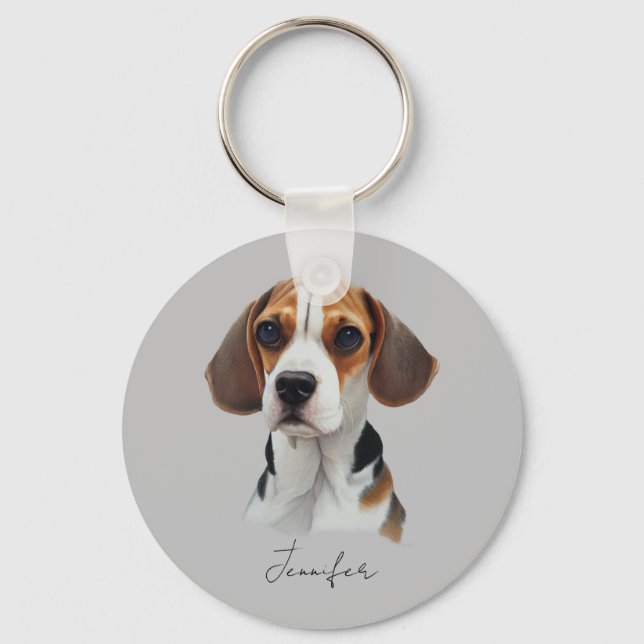 Beagle Art anpassningsbar Nyckelring (Framsida)