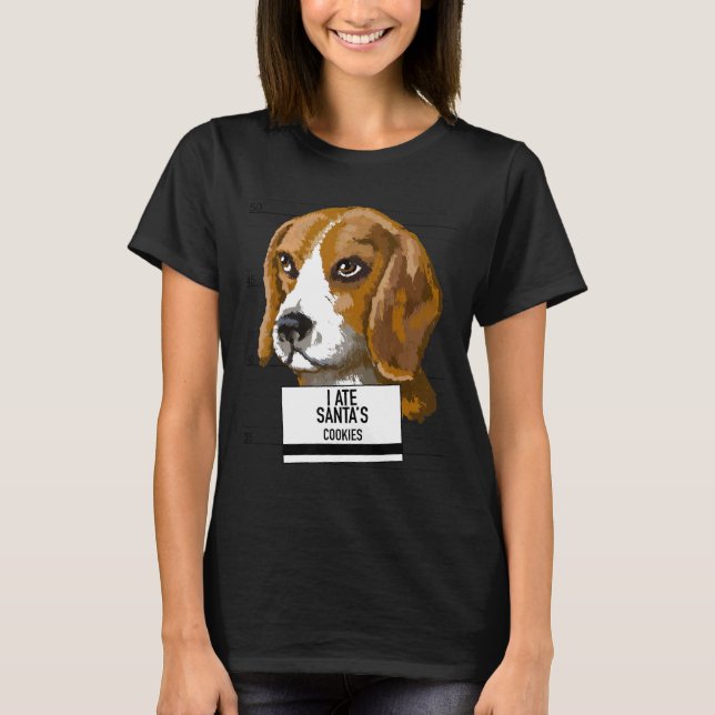 Beagle Ate Santa Cookies T Shirt (Framsida)