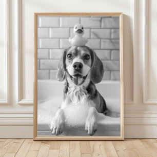 Beagle Badrum Väggkonst, Hund och Gummianka, Beagl Poster