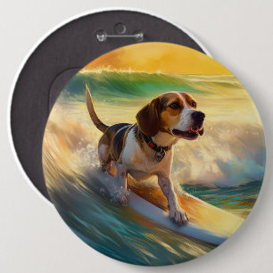 Beagle Beach Surfing Målning Knapp