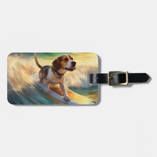 Beagle Beach Surfning Målning Bagagebricka (Horisontell Framsida)