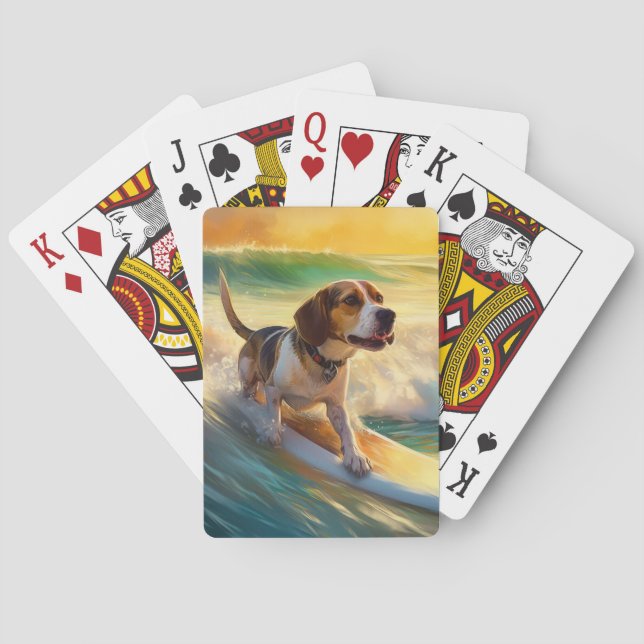 Beagle Beach Surfning Målning Casinokort (Baksidan)