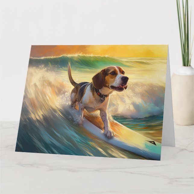 Beagle Beach Surfning Målning Kort (Framsida)