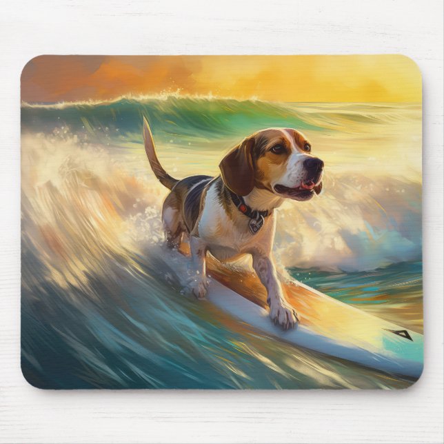 Beagle Beach Surfning Målning Musmatta (Framsidan)