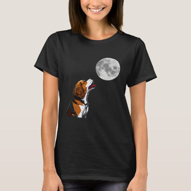 Beagle  Beagle Howling At The Moon  Beagle T Shirt (Framsida)