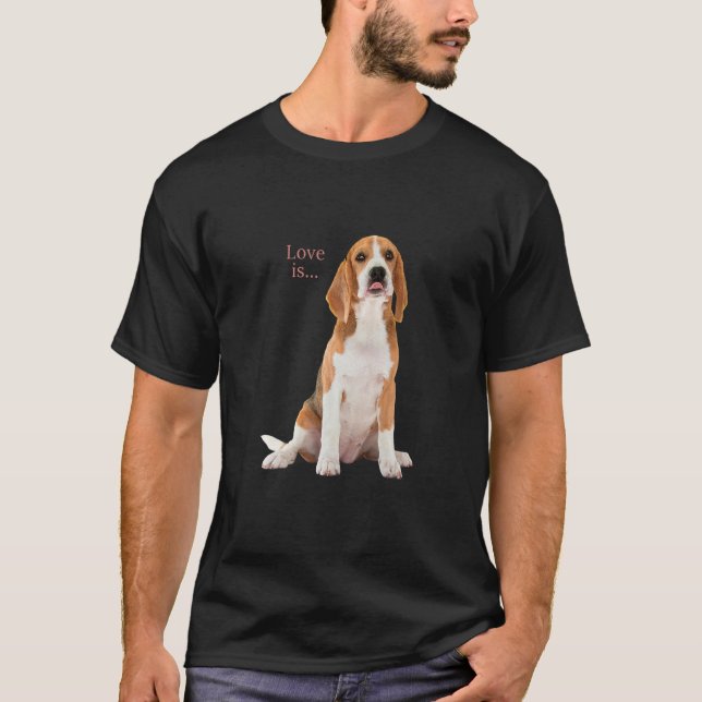 Beagle Beagles Kärlek är Hund Pappa mariy Pet Cute T Shirt (Framsida)