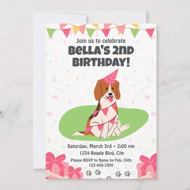 Beagle Birthday-inbjudan Inbjudningar (Framsida)