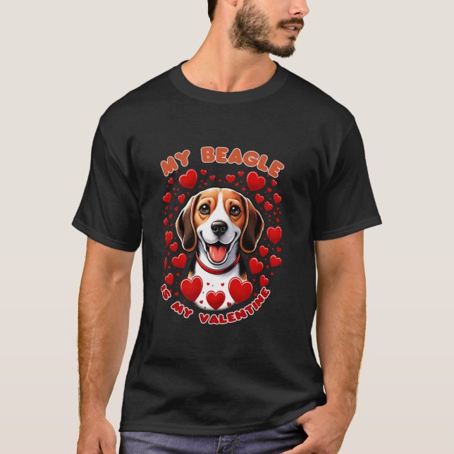 Beagle Bliss Celebrate Valentine med Hund Lov T Shirt (Framsida)
