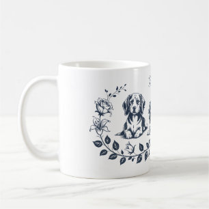 Beagle Blommig Konst – Elegant Hundälskare Kaffemugg
