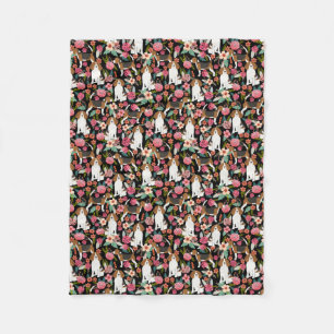 Beagle Blommigt Design Bärbar blommor hund design Fleecefilt