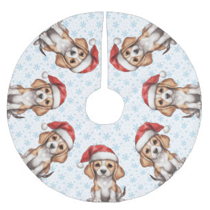 Beagle Blue Snowflake Julgransmatta Borstad Polyester