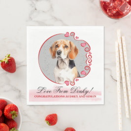 Beagle bröllopsservetter med hundfoto pappersservett