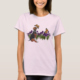 Beagle Butterflies Flowers Cute Hund T Shirt