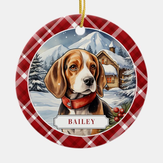Beagle Ceramic Circle Ornament (Framsidan)