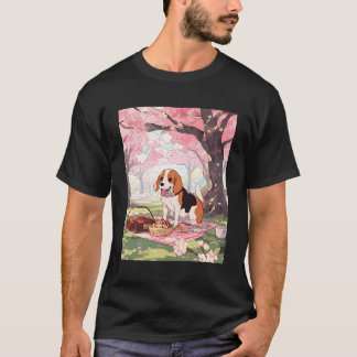 Beagle Cherry Blommar Rolig hund Picnic T Shirt