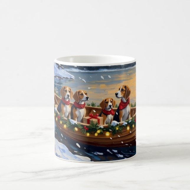 Beagle Christmas Boat Holiday Kaffemugg (Center)