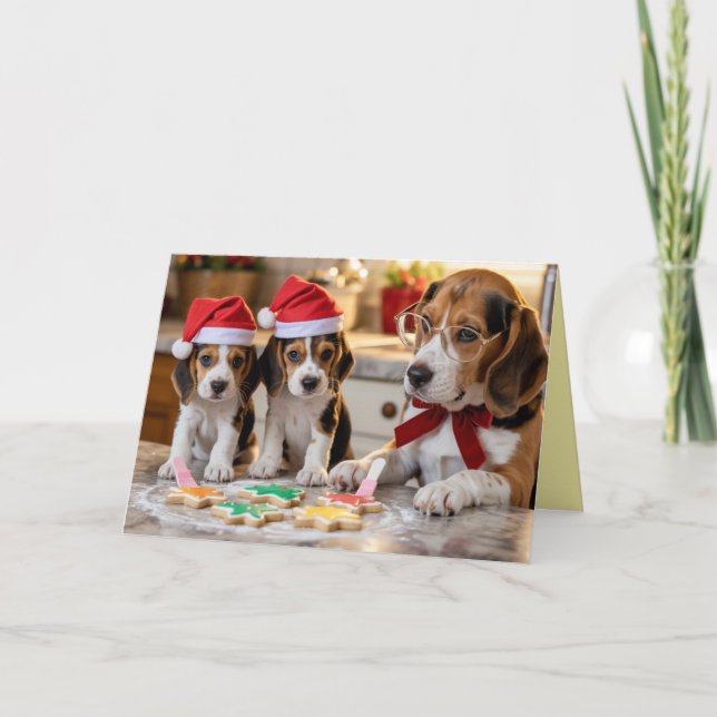Beagle Christmas Cookie Card Kort (Framsida)
