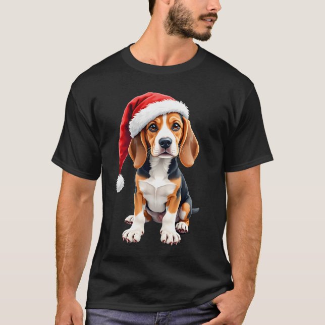 Beagle Christmas Dog Long Sleeve T-Shirt (Framsida)