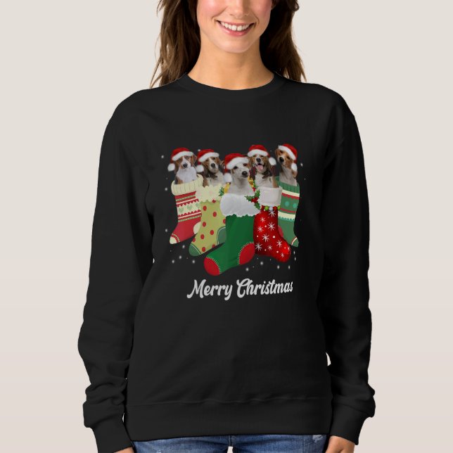 Beagle Christmas In Socks Cute Beagle Dog Christma T Shirt (Framsida)