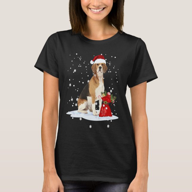 Beagle Christmas  Santa Hat Animal  Kids T Shirt (Framsida)