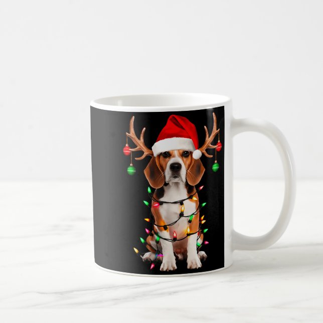 Beagle Christmas Tree Shirt Beagle Santa Hat Lover Kaffemugg (Höger)