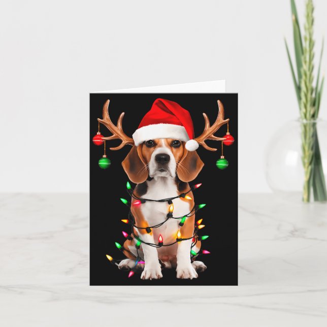 Beagle Christmas Tree Shirt Beagle Santa Hat Lover Kort (Framsida)