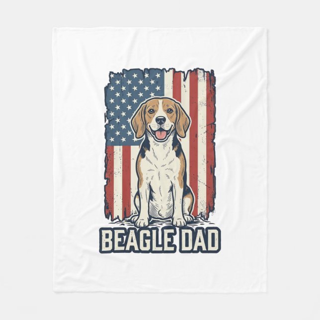 Beagle Dad Patriotic Vintage Engraving Dog Design_ Fleecefilt (Framsidan)