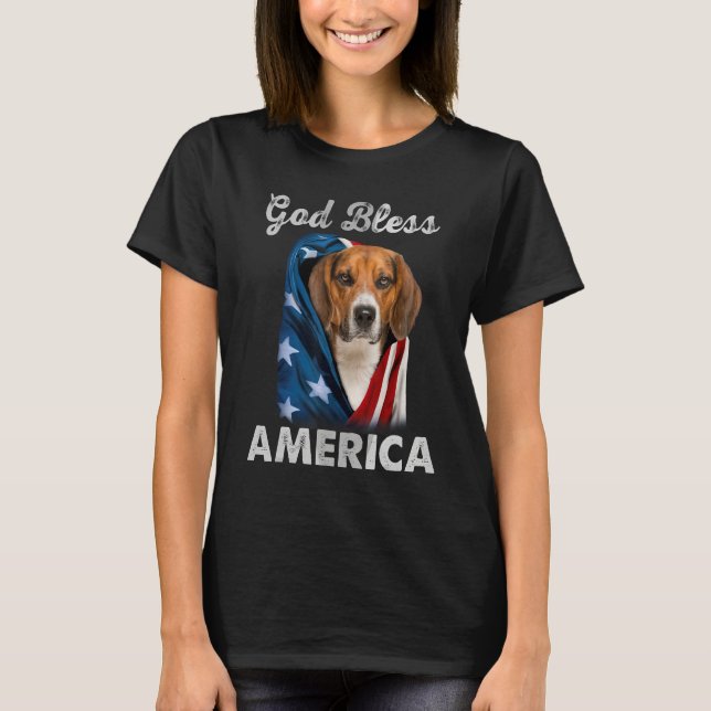 Beagle Dog American USA Flag 4th of July Dog  Owne T Shirt (Framsida)