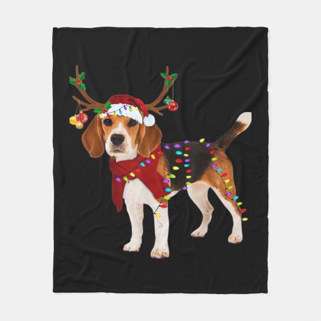 beagle dog christmas Classic T-Shirt Fleecefilt (Framsidan)