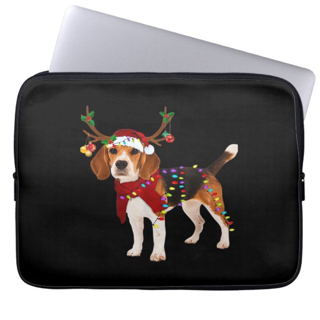beagle dog christmas Classic T-Shirt Laptop Fodral (Framsidan)