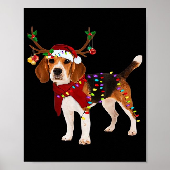 beagle dog christmas Classic T-Shirt Poster (Framsidan)