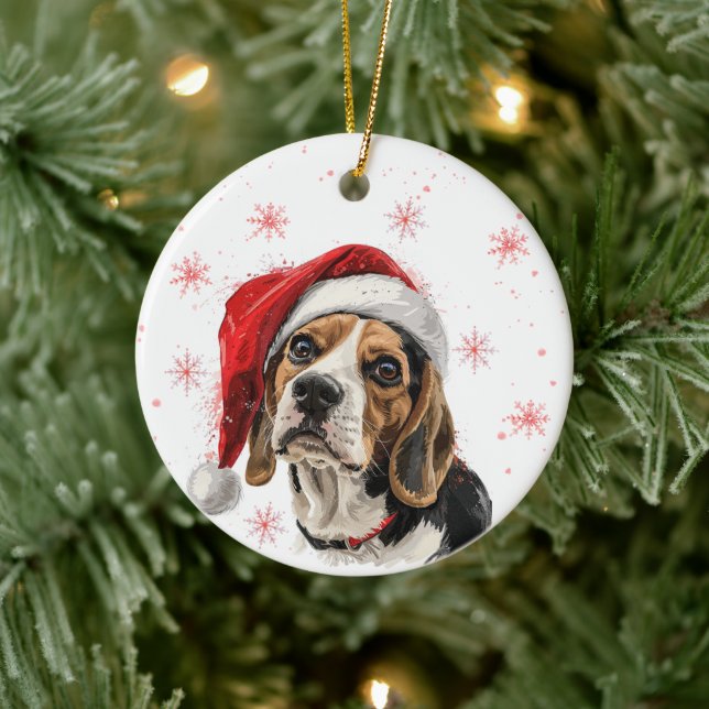 Beagle Dog Christmas Personalized Julgransprydnad Keramik (Träd)
