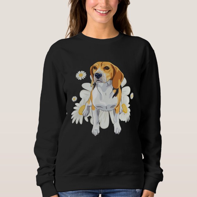 Beagle Dog Daisy Flower Floral Beagle T Shirt (Framsida)