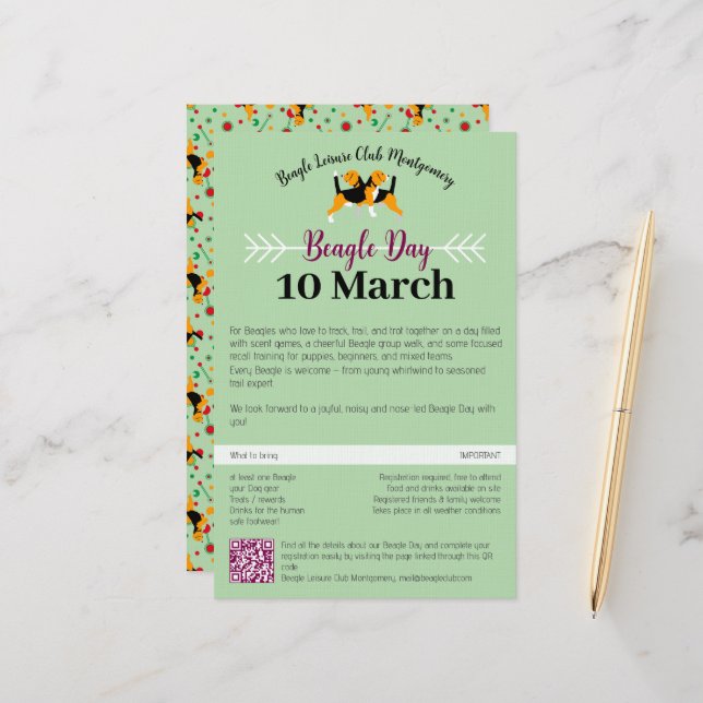 Beagle Dog Day Mailing  Brevpapper (Fram/Back In Situ)