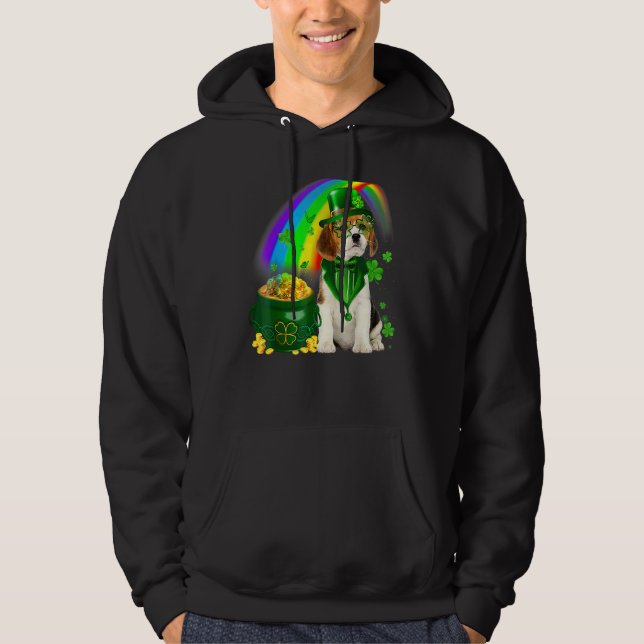 Beagle Dog Irish Leprechaun Saint St Patrick Day Hoodie (Framsida)