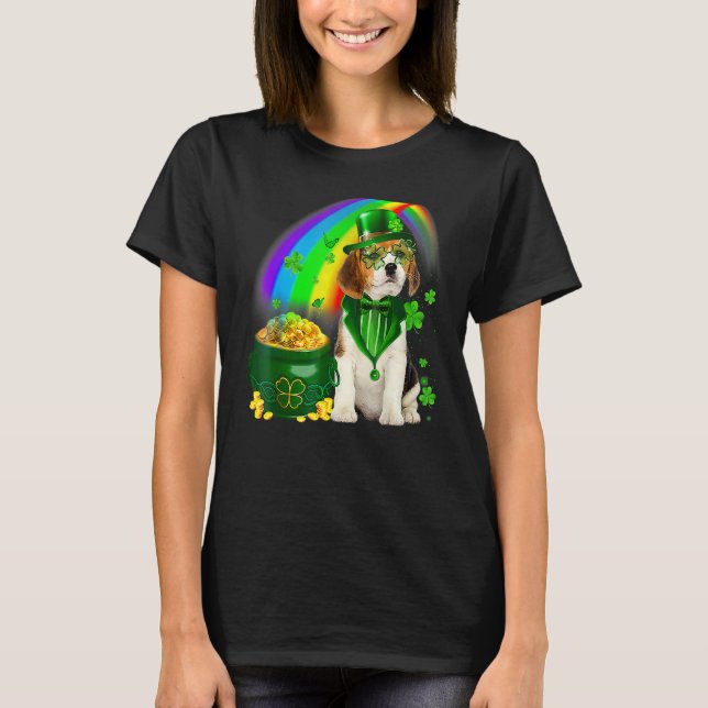 Beagle Dog Irish Leprechaun Saint St Patrick Day T Shirt (Framsida)